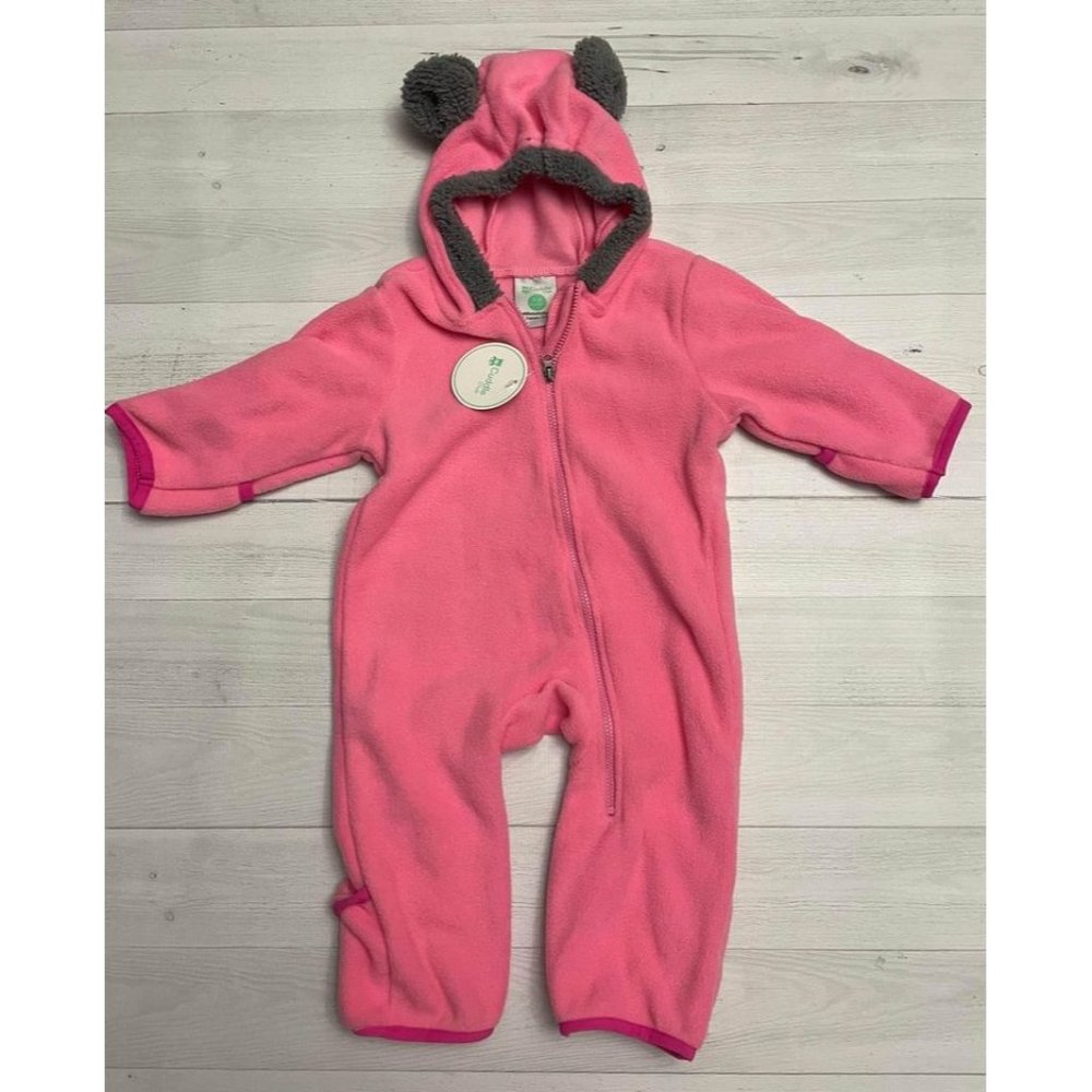 Cuddle club pink‎ bear fleece bunting 3-6 months NWT